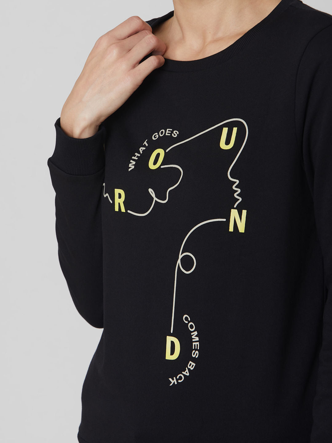 Black Slogan Print Sweatshirt