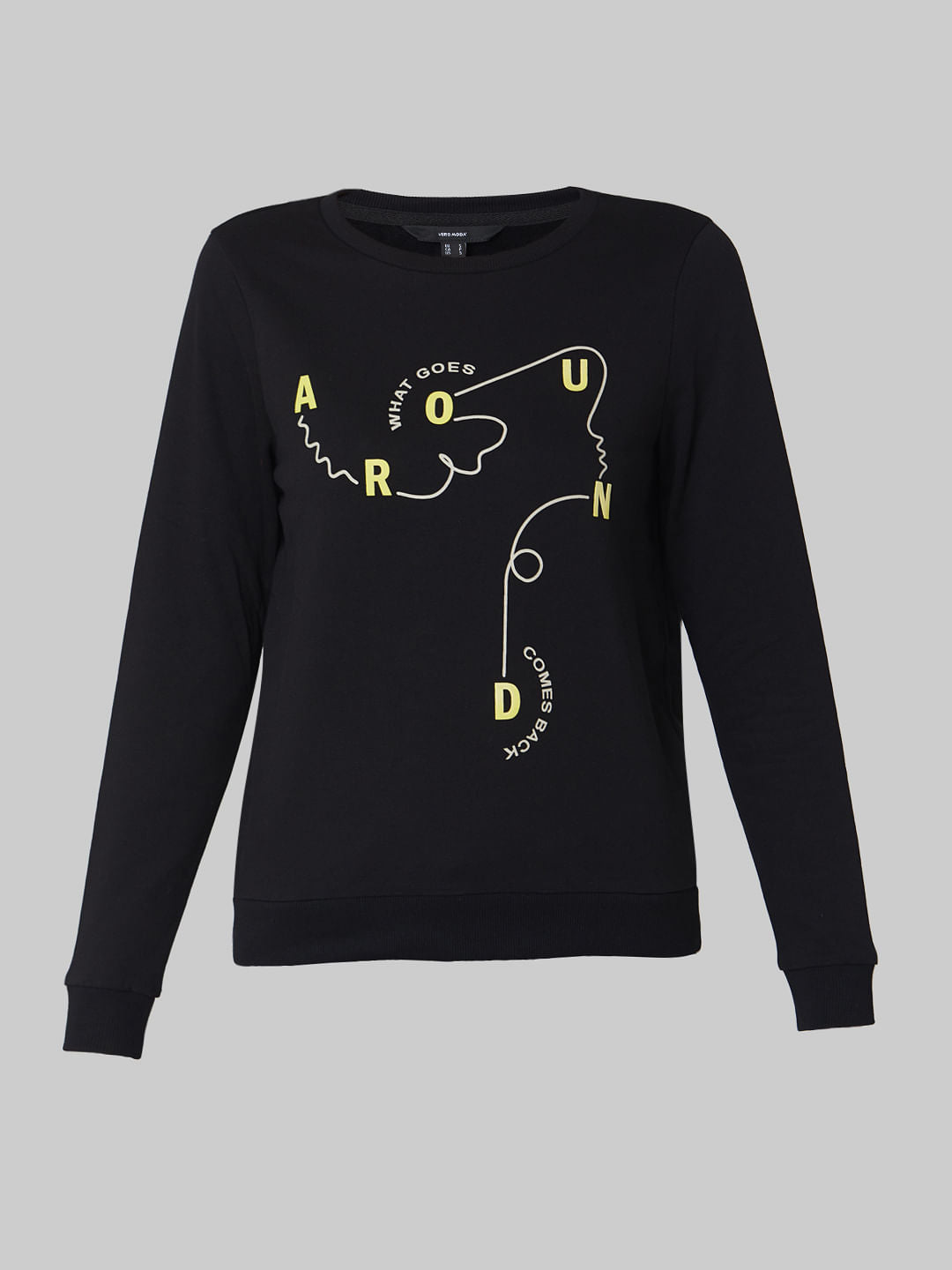 Black Slogan Print Sweatshirt