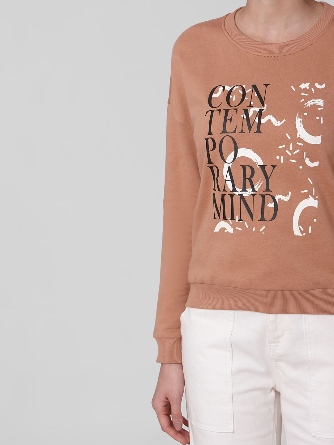 Brown Typographic Print Sweatshirt