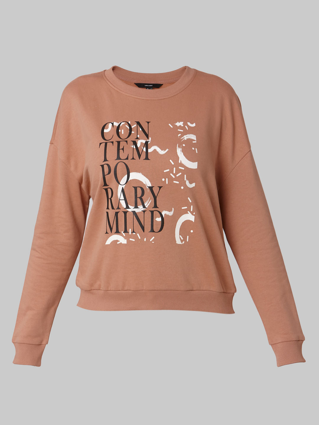 Brown Typographic Print Sweatshirt