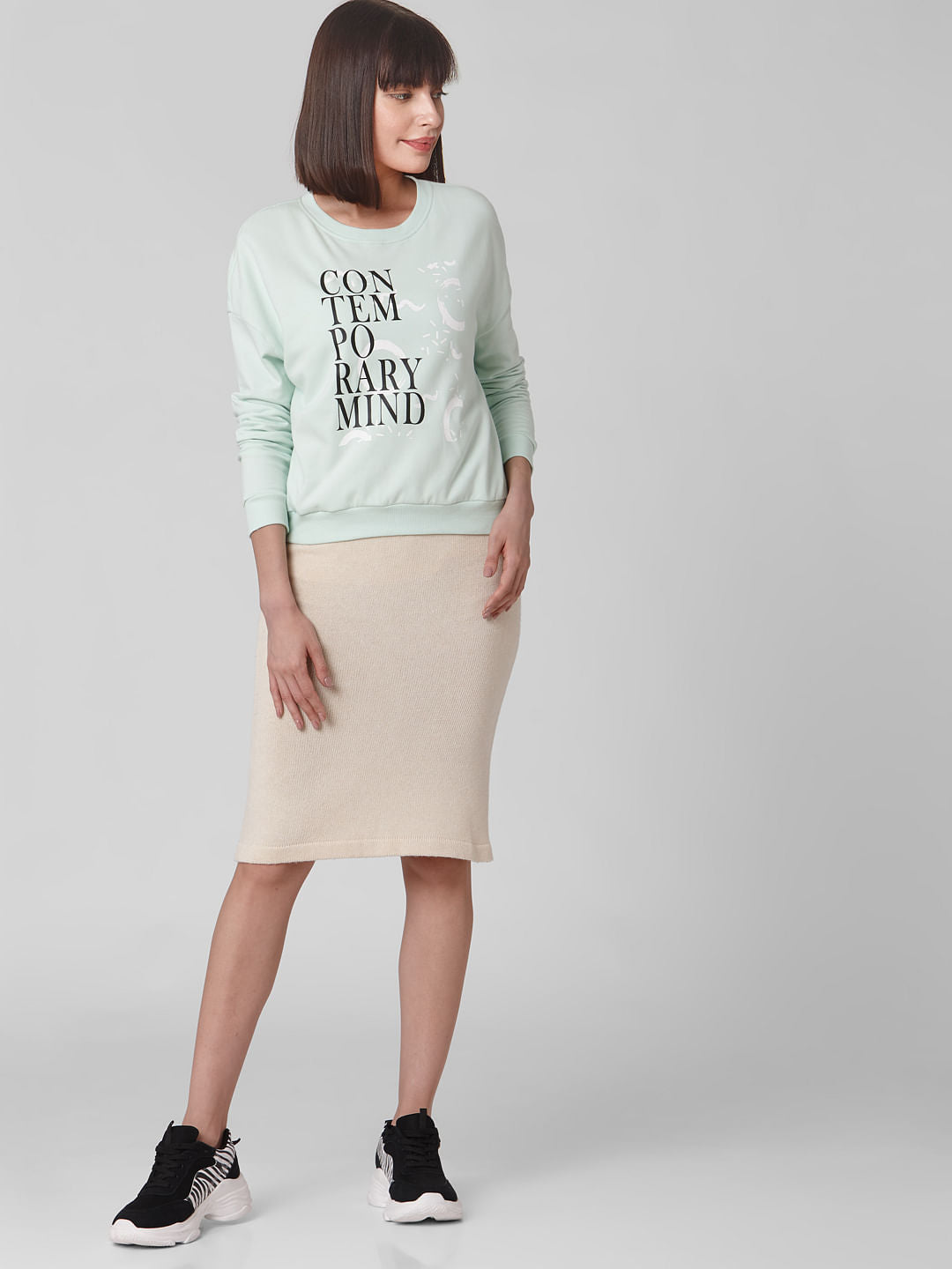 Sky Blue Typographic Print Sweatshirt