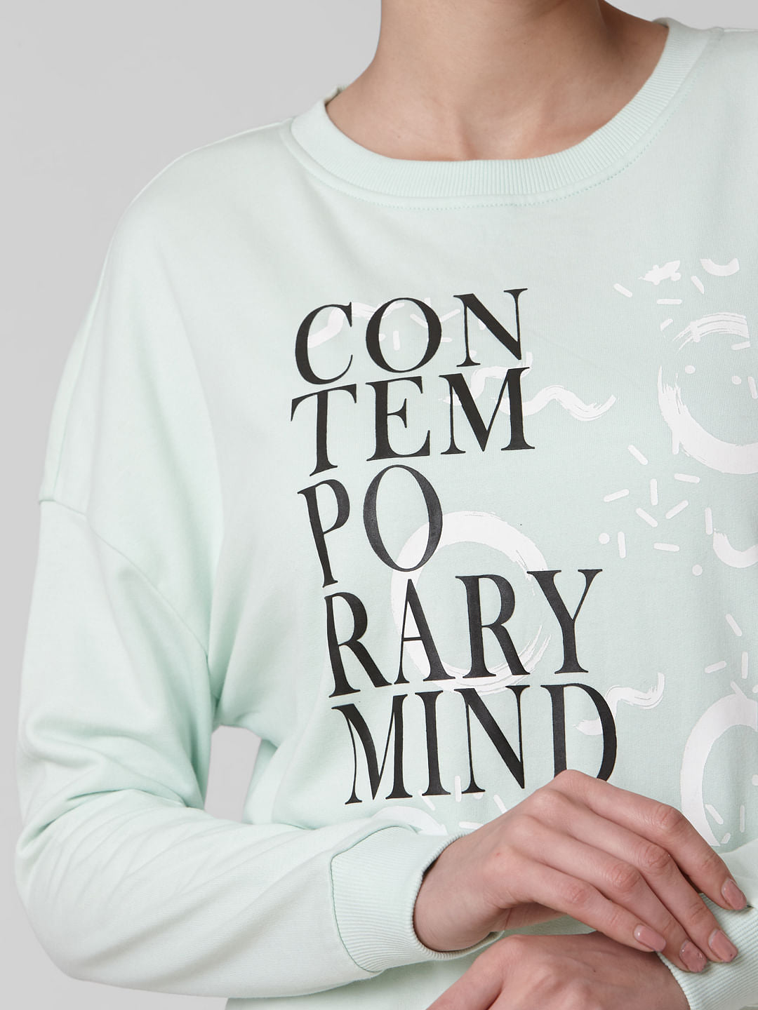 Sky Blue Typographic Print Sweatshirt