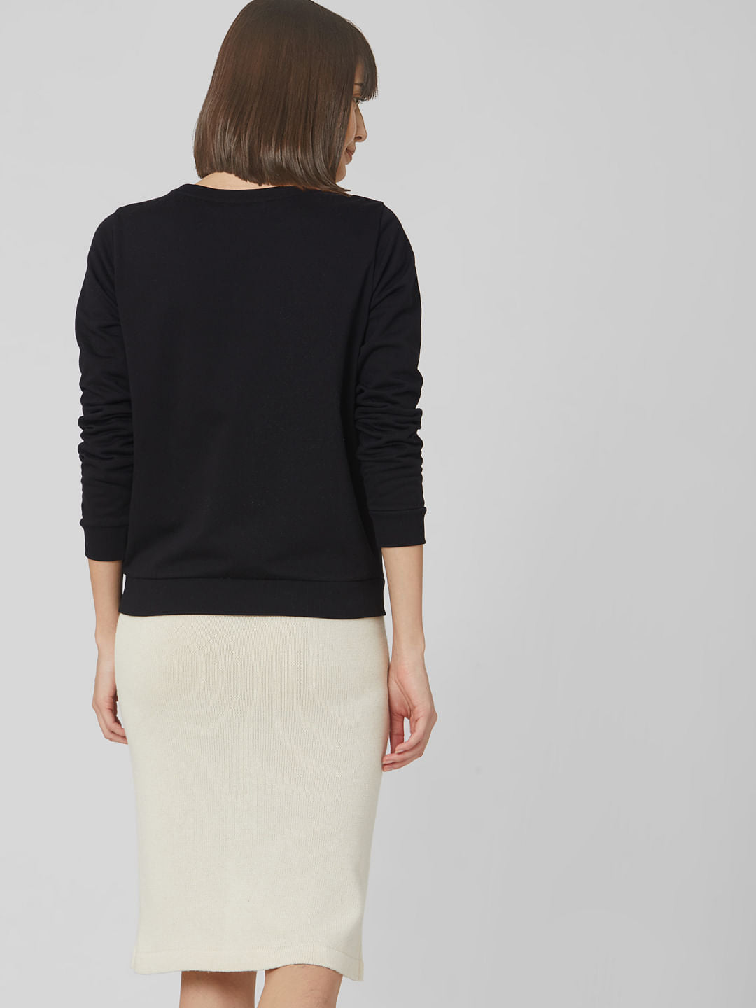 Black Typographic Print Sweatshirt