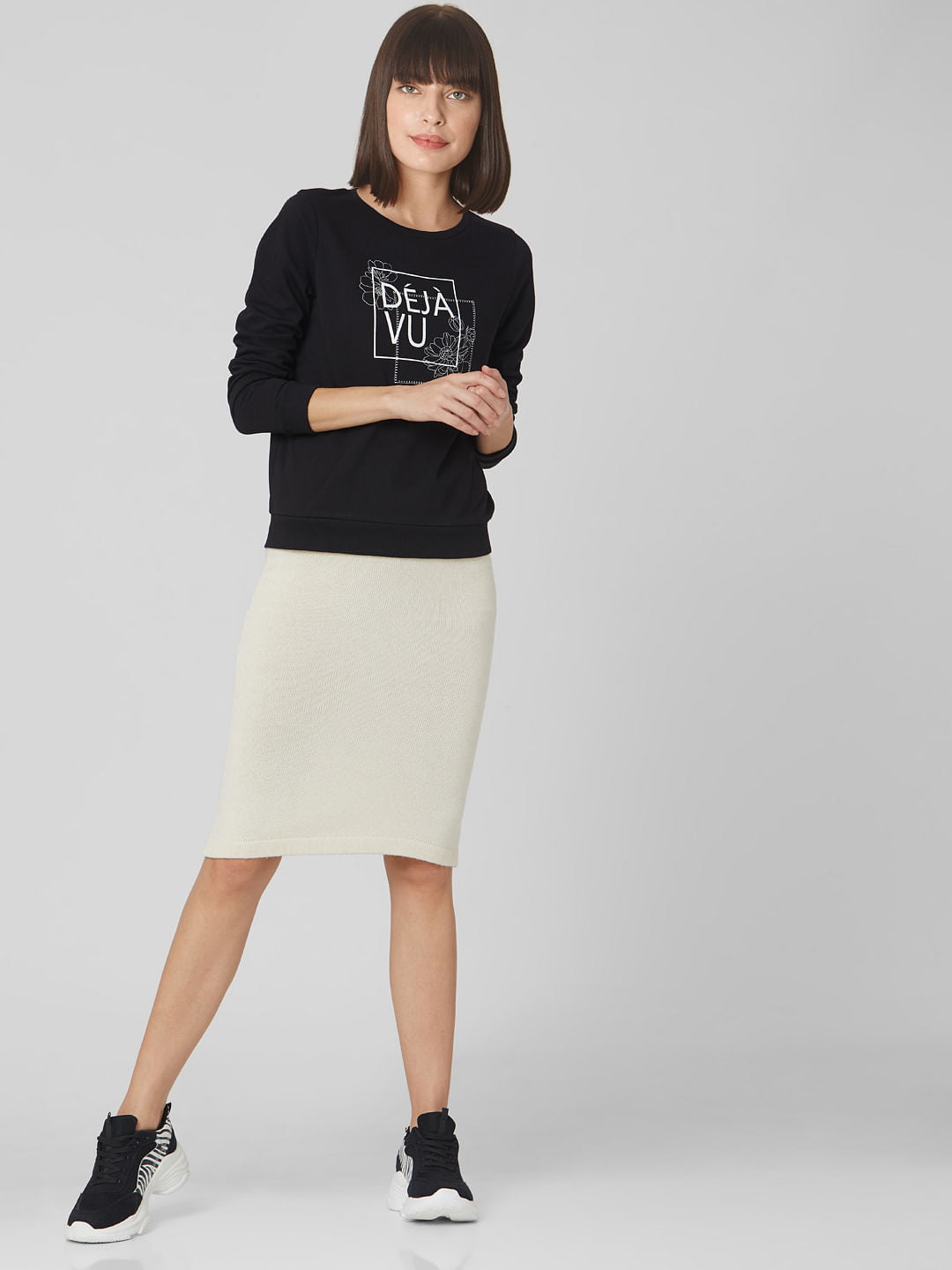 Black Typographic Print Sweatshirt