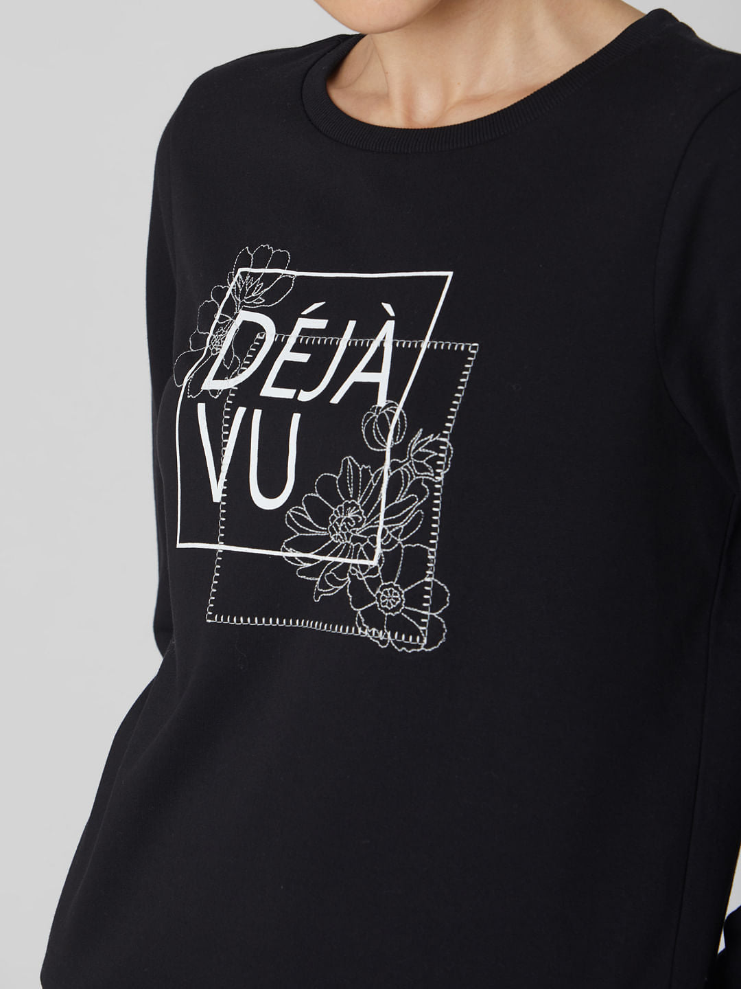 Black Typographic Print Sweatshirt