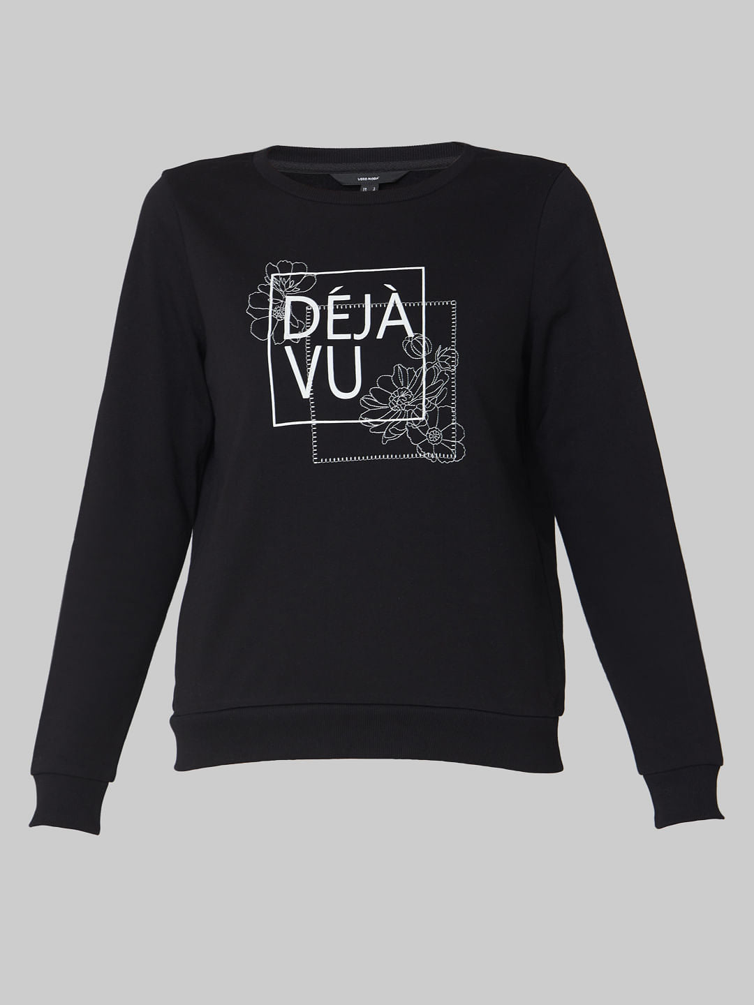 Black Typographic Print Sweatshirt