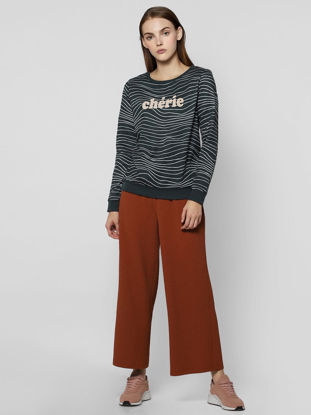 Green Text Print Sweatshirt