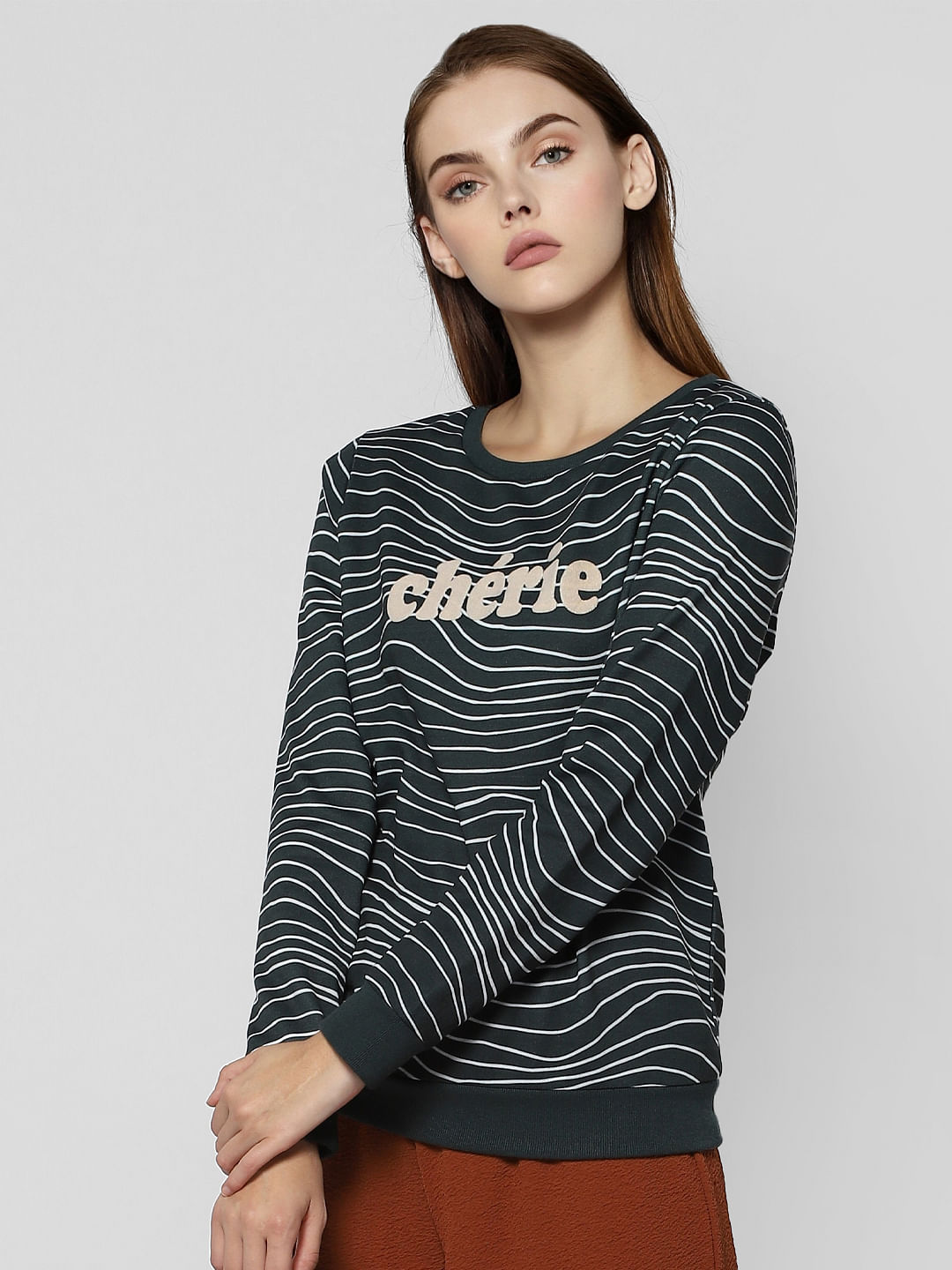 Green Text Print Sweatshirt