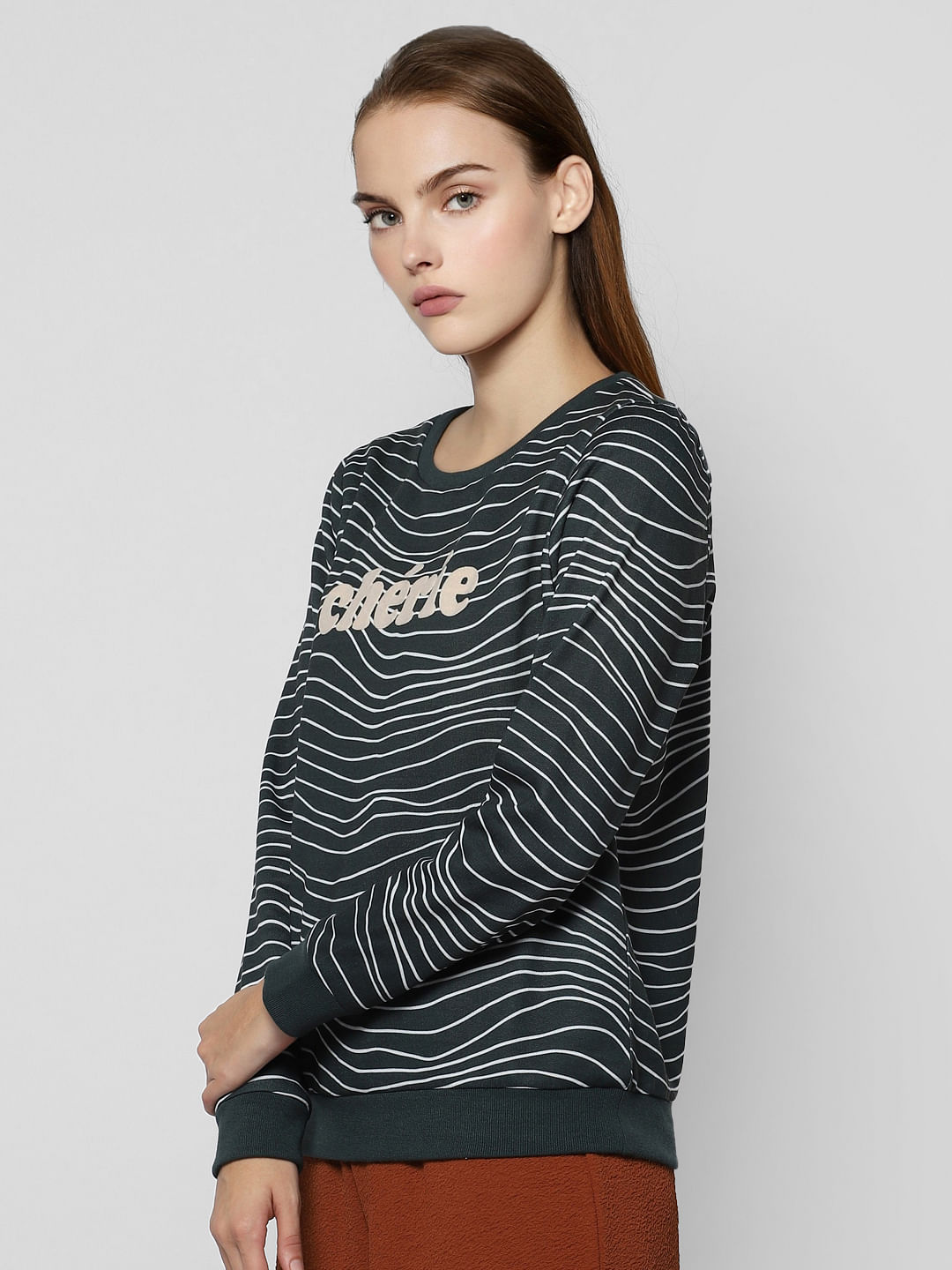 Green Text Print Sweatshirt