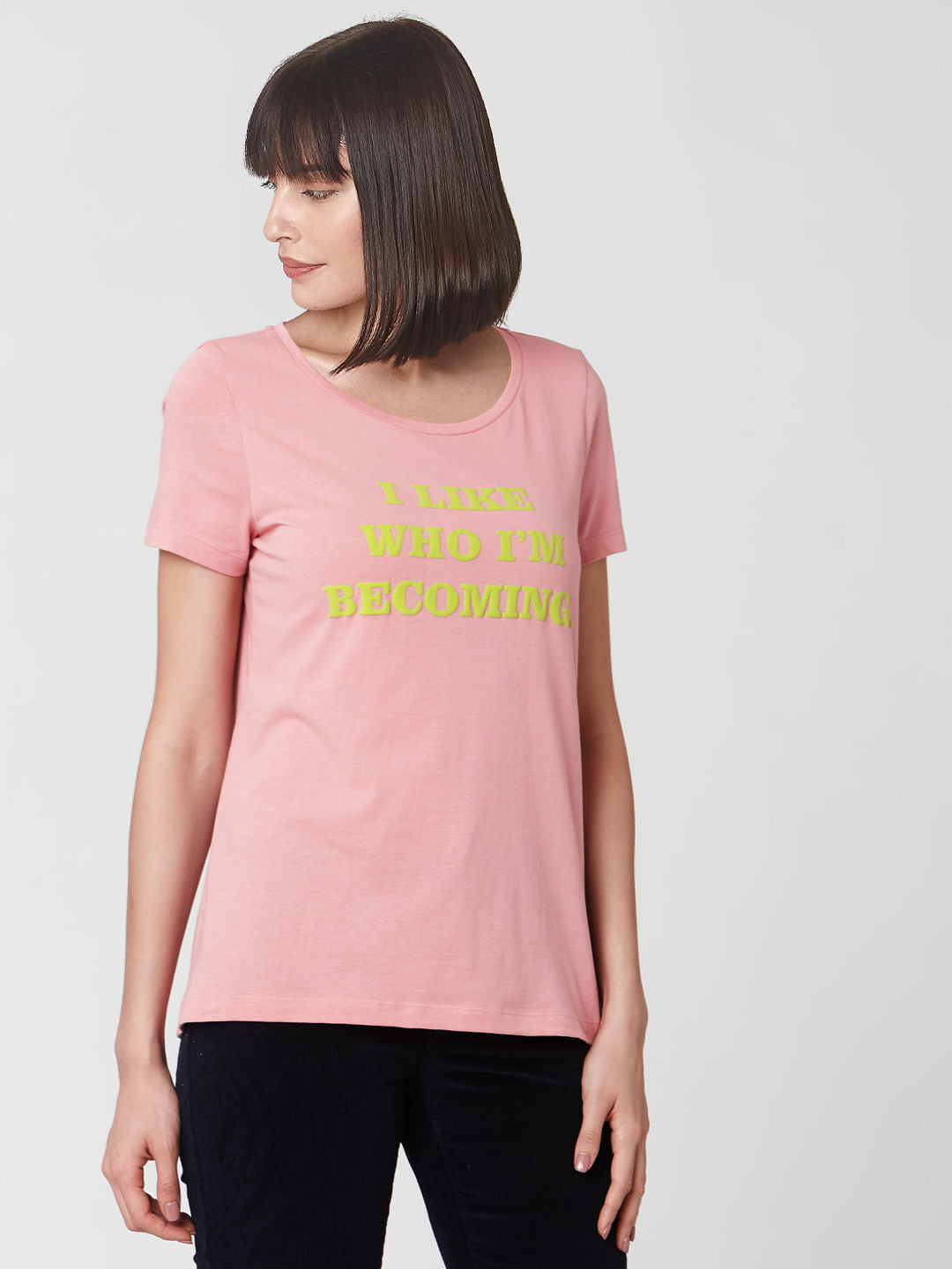 Pink Typographic Print T-Shirt