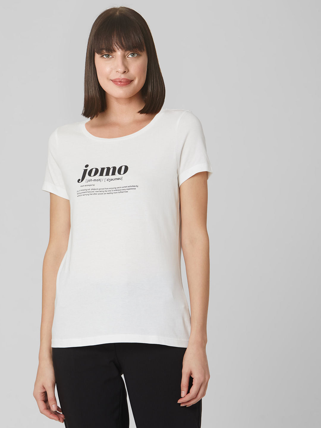 White Quote Print T-Shirt
