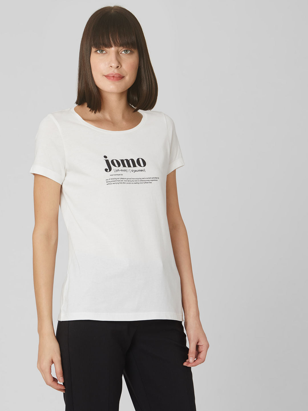 White Quote Print T-Shirt