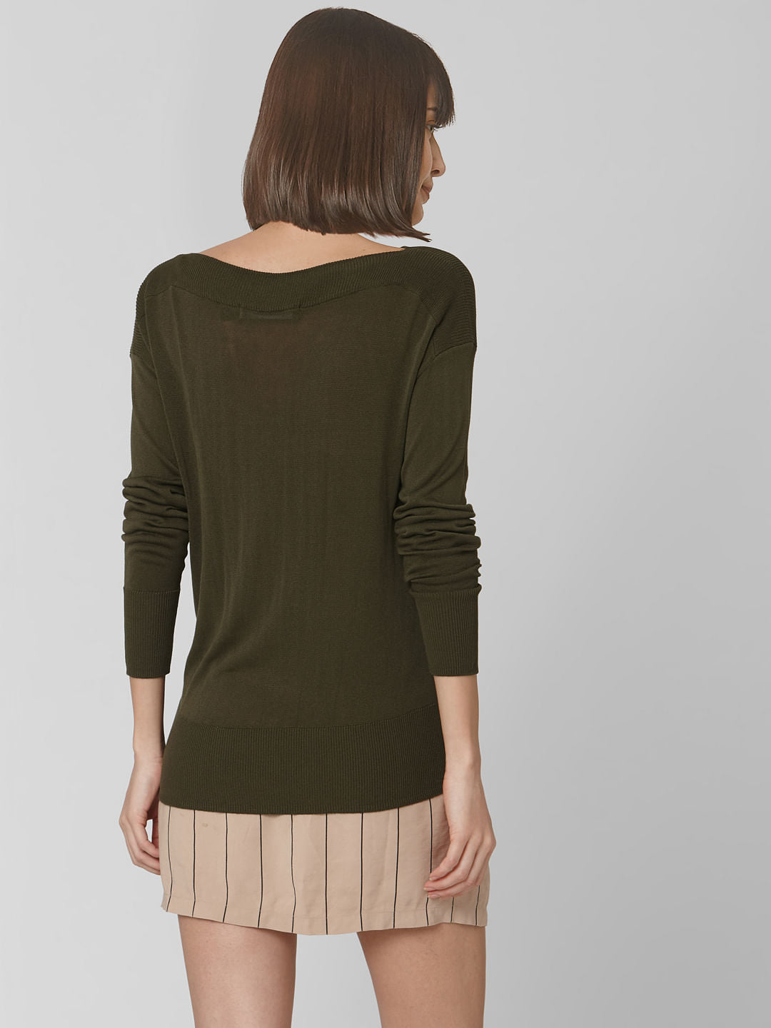 Green Boat Neck Pullover