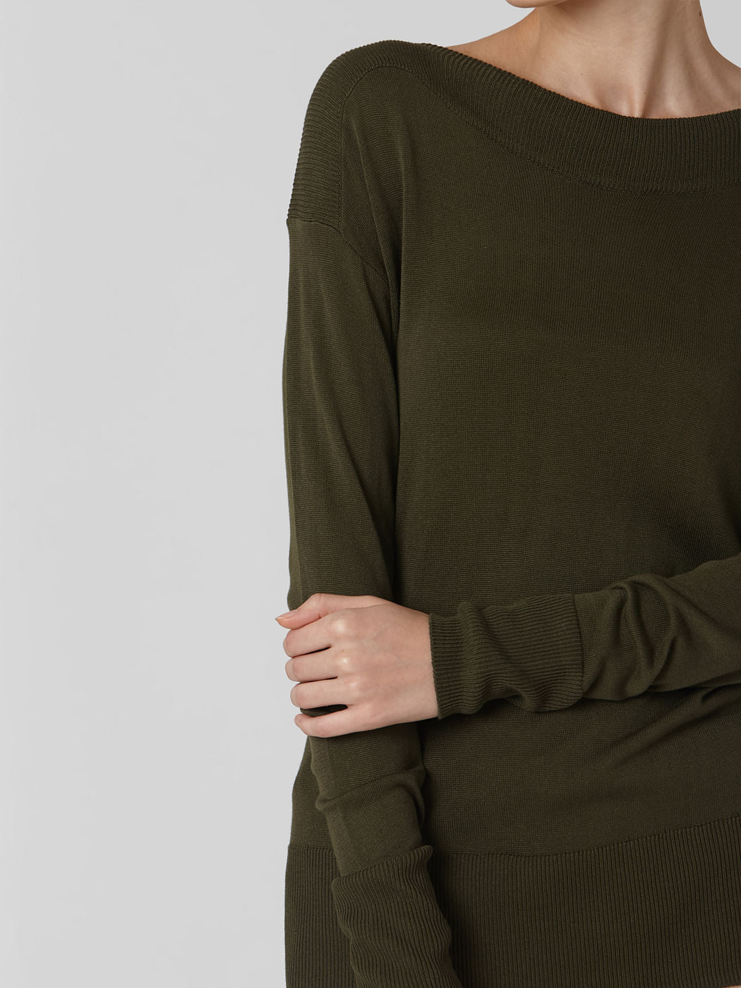 Green Boat Neck Pullover