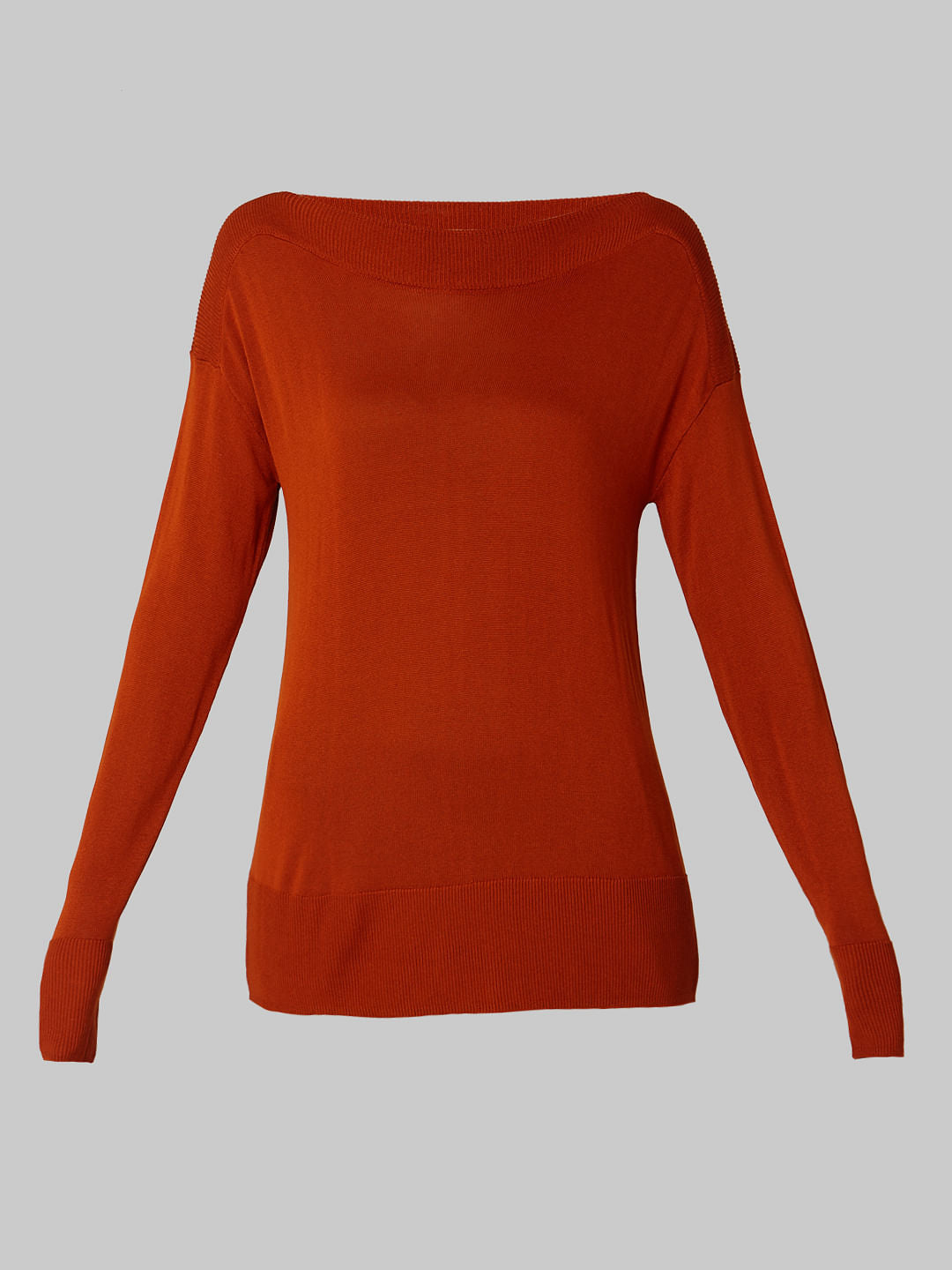 Burnt Red Boat Neck Pullover