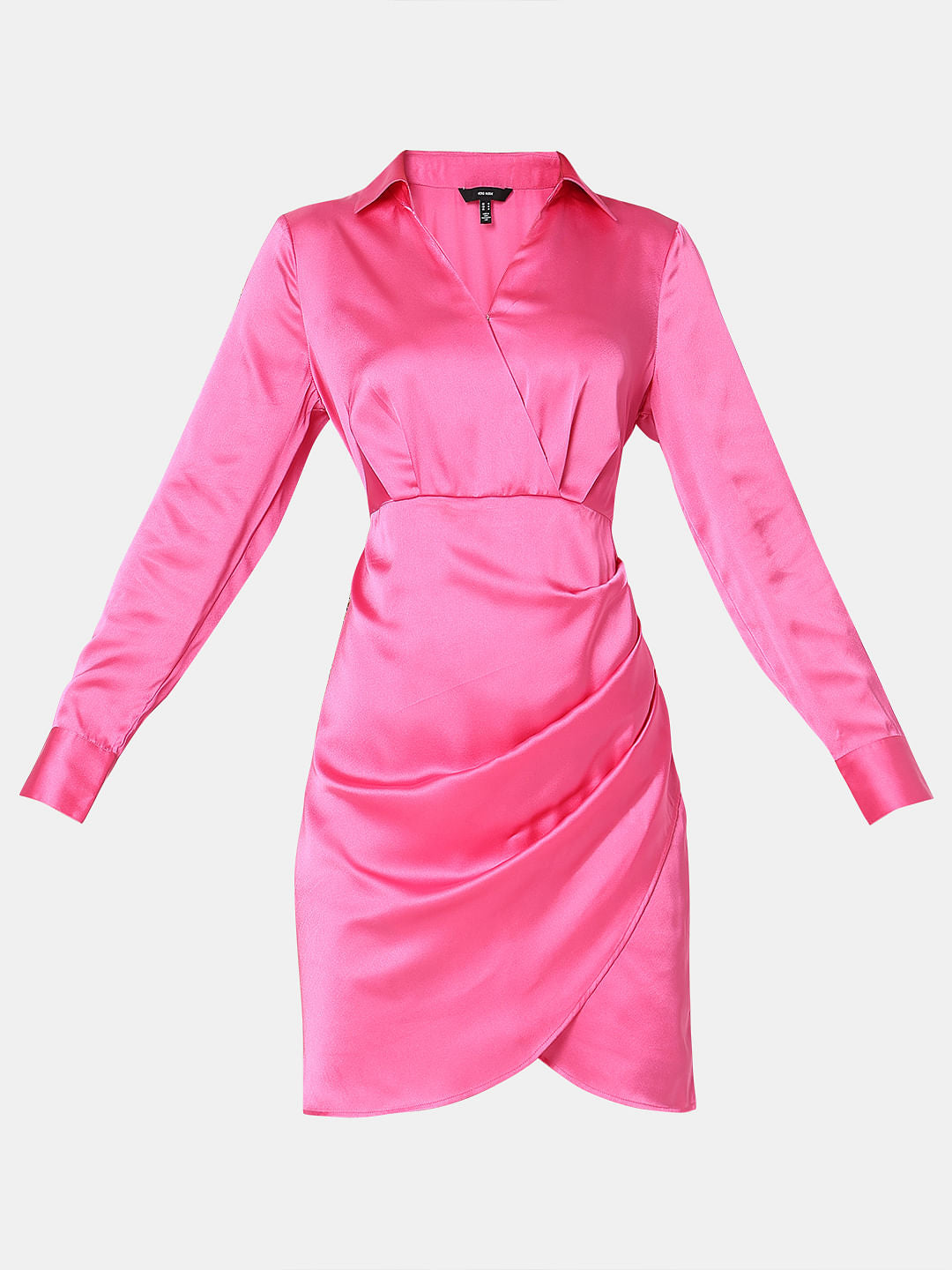 Pink Mock Wrap Shirt Dress