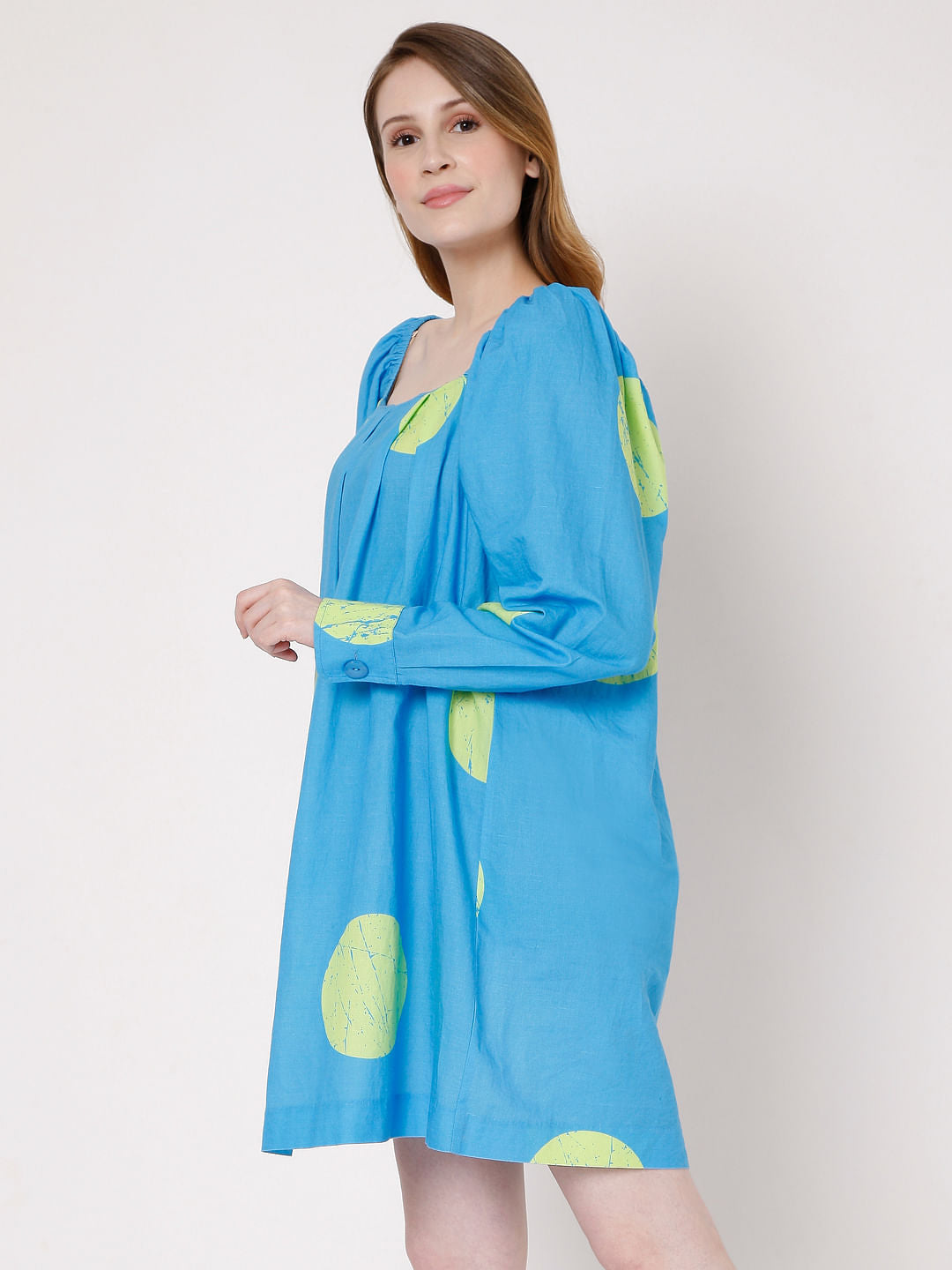 Blue Large Polka Dotted Shift Dress