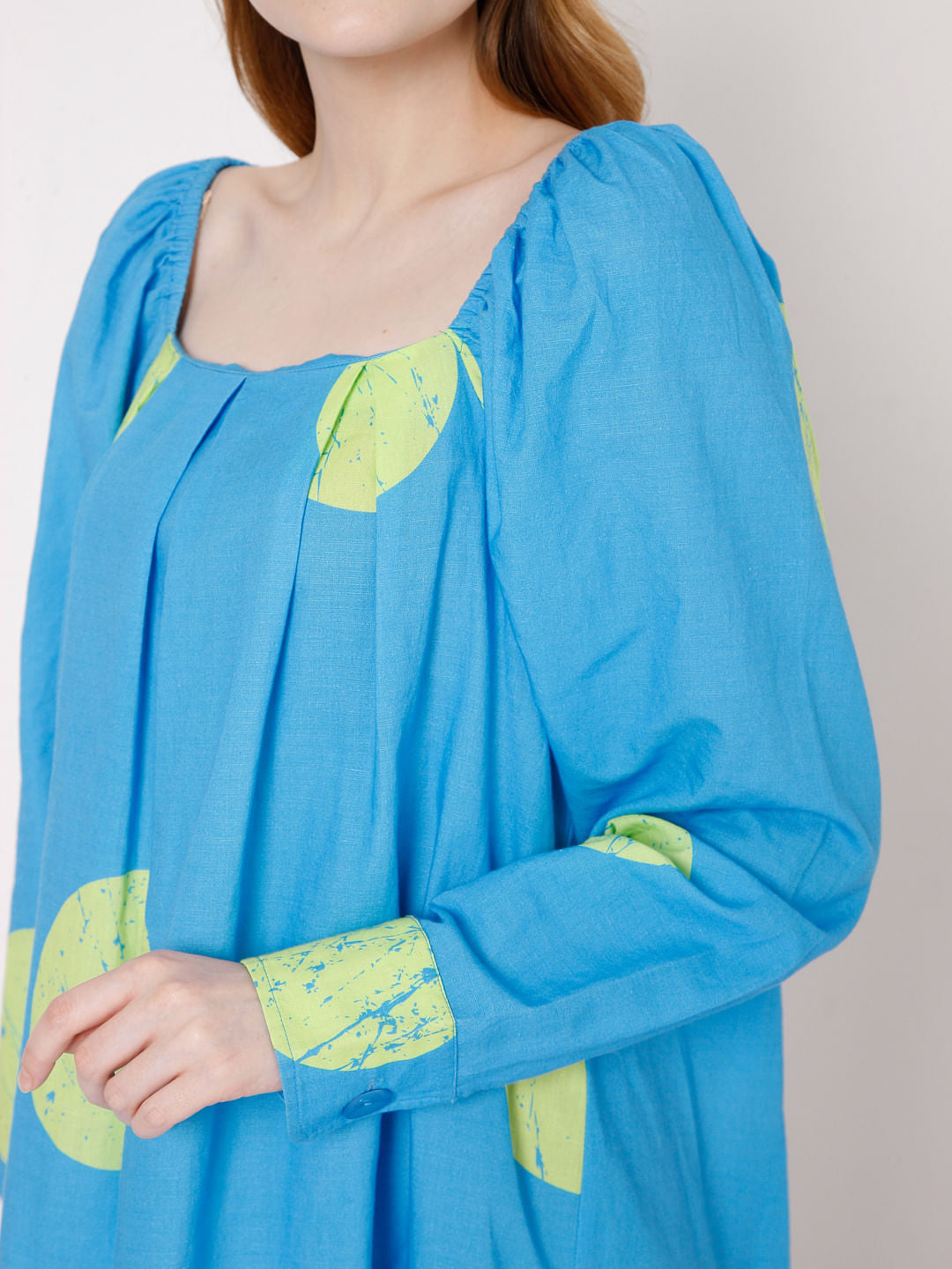 Blue Large Polka Dotted Shift Dress