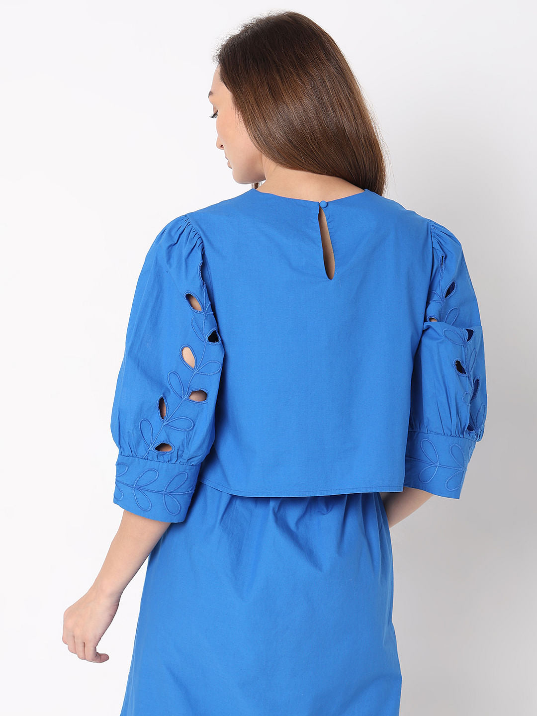 Blue Schiffli Co-Ord Set Top