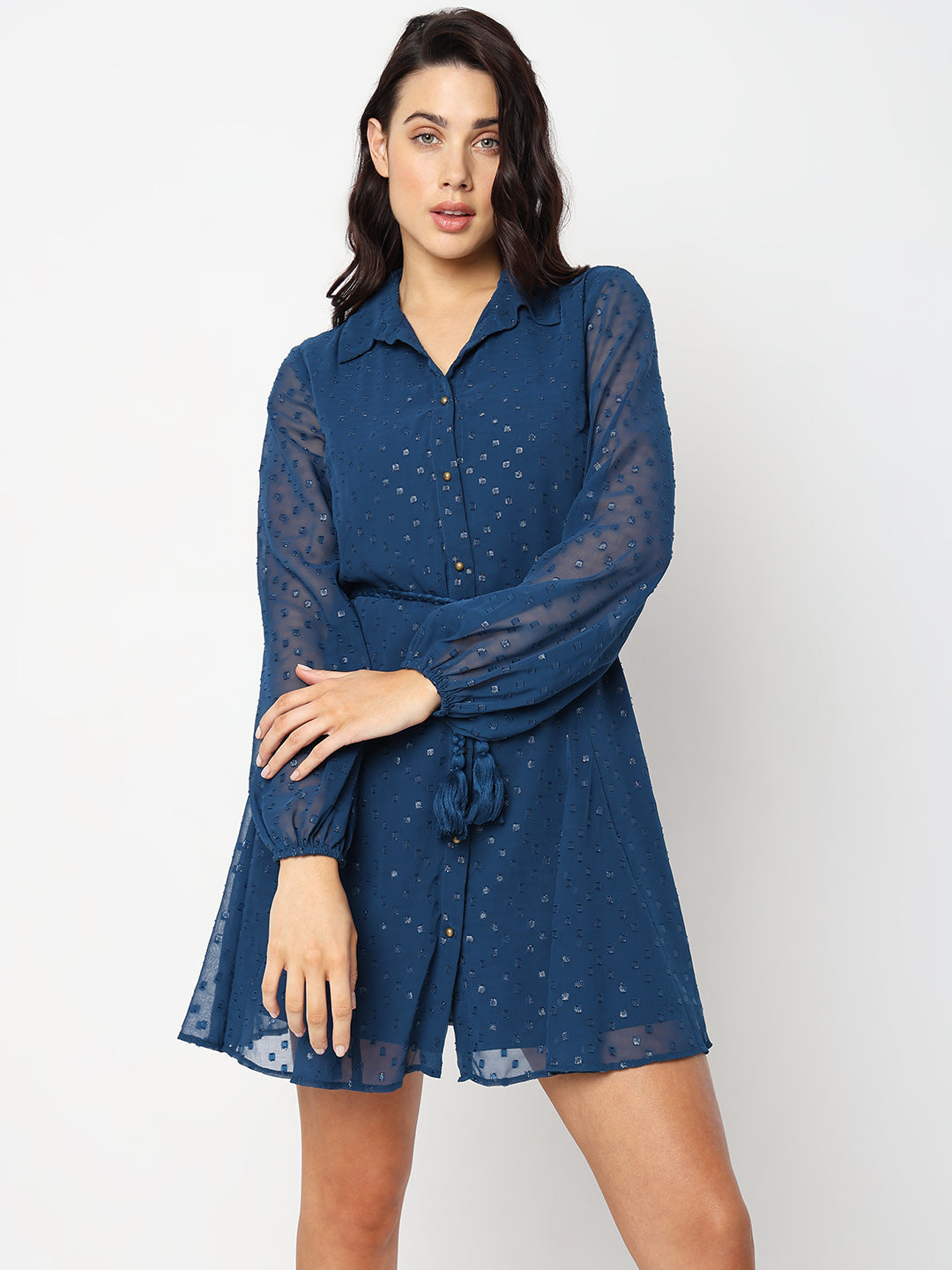 Shimmer Mini Shirt Dress