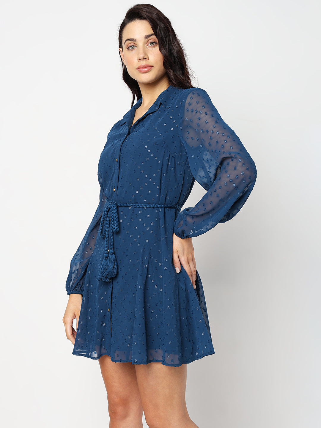 Shimmer Mini Shirt Dress