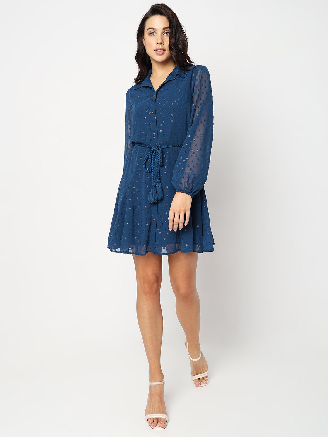 Shimmer Mini Shirt Dress