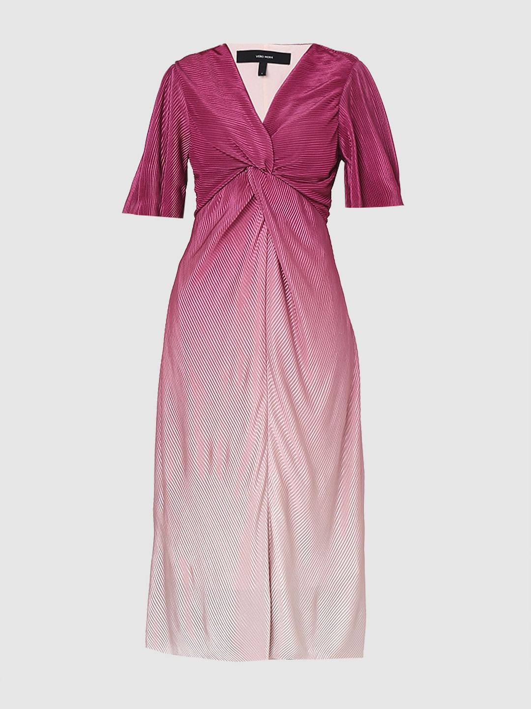 Pink Ombre Pleated Midi Dress