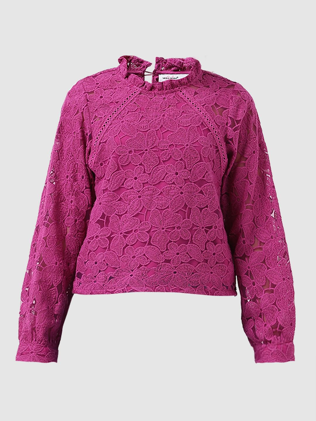Girl Magenta Lace Top