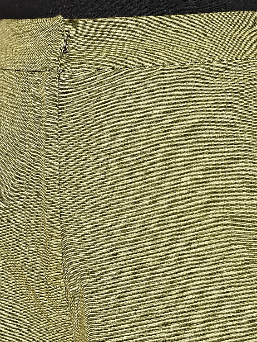 Green Mid Rise Flared Pants