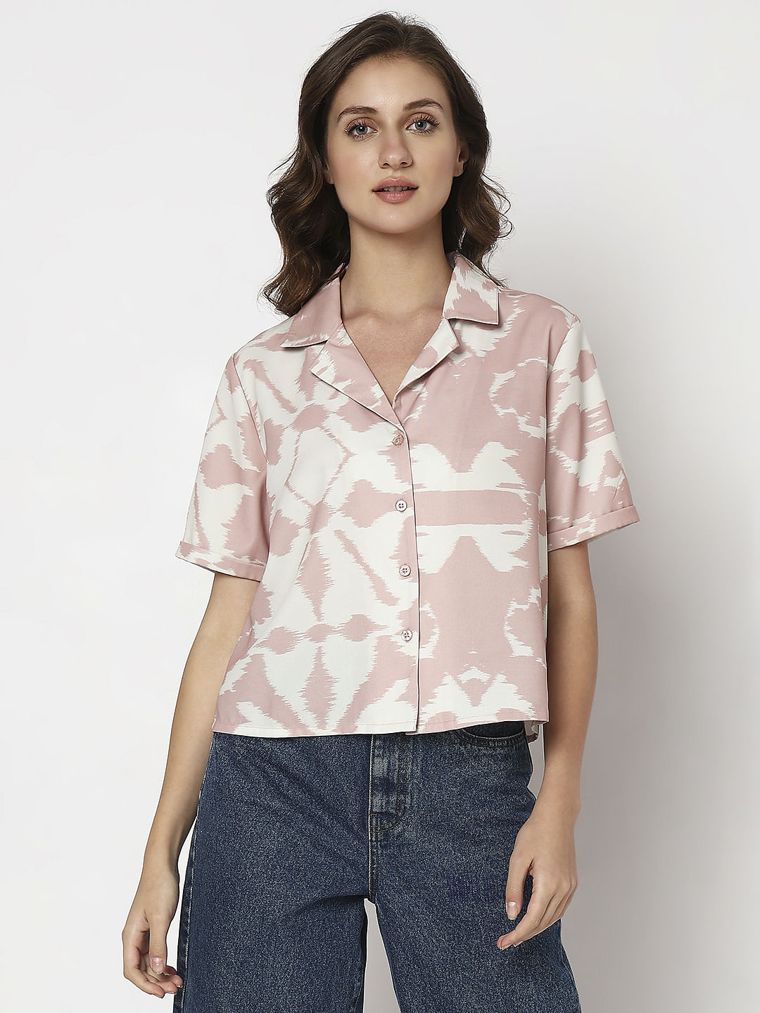 Pink Printed Casual Shirt
