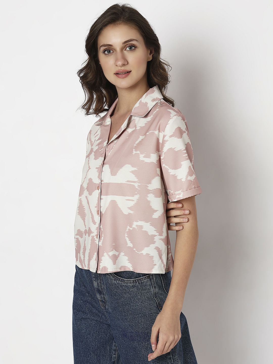 Pink Printed Casual Shirt
