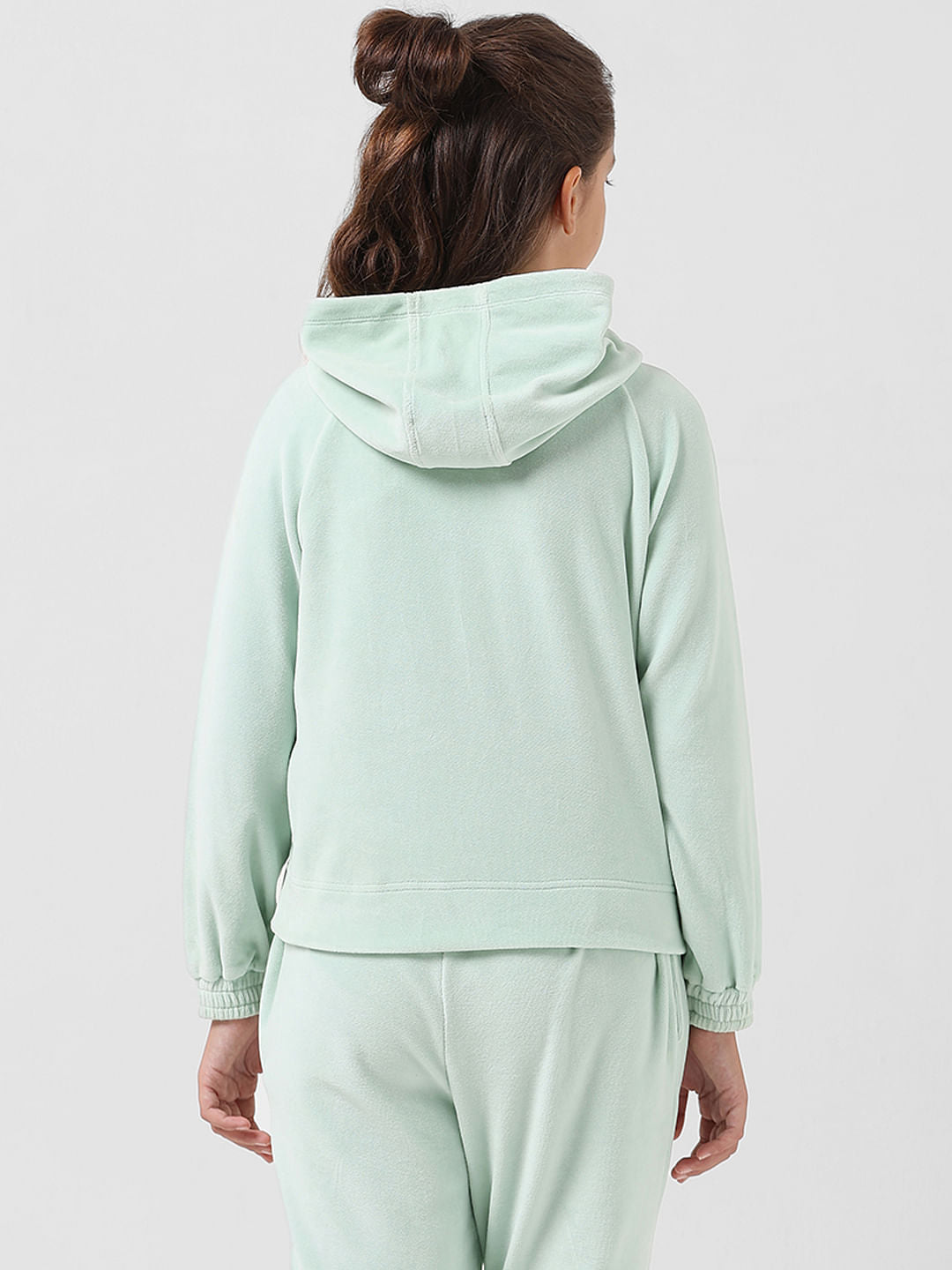 Girl Mint Velour Hooded Sweatshirt