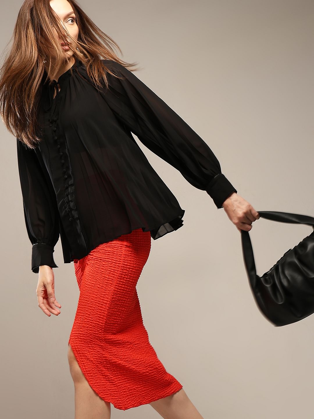 Black Sheer Georgette Top