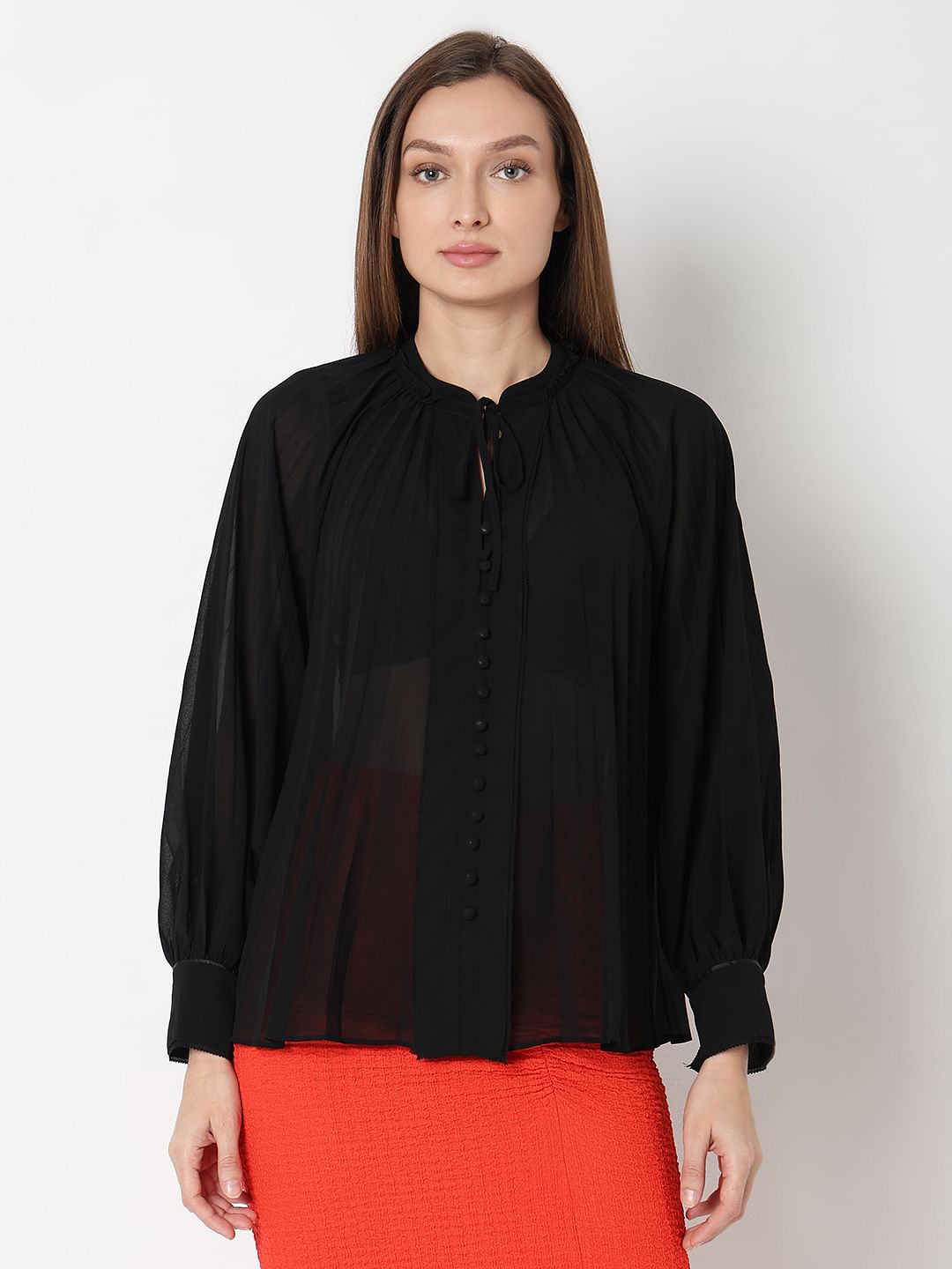 Black Sheer Georgette Top