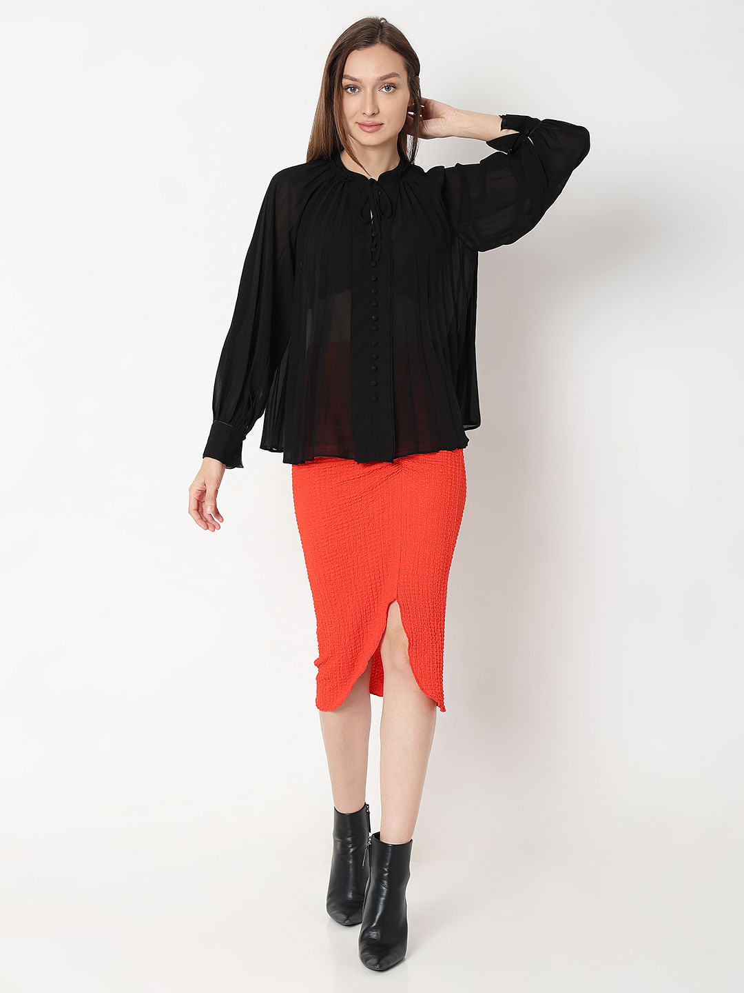 Black Sheer Georgette Top