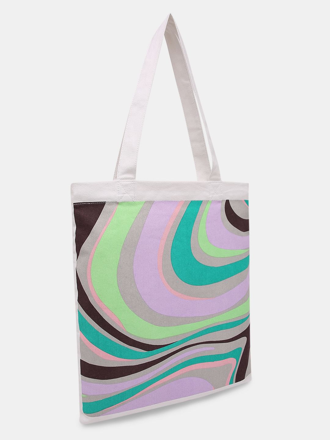 White Printed Tote Bag