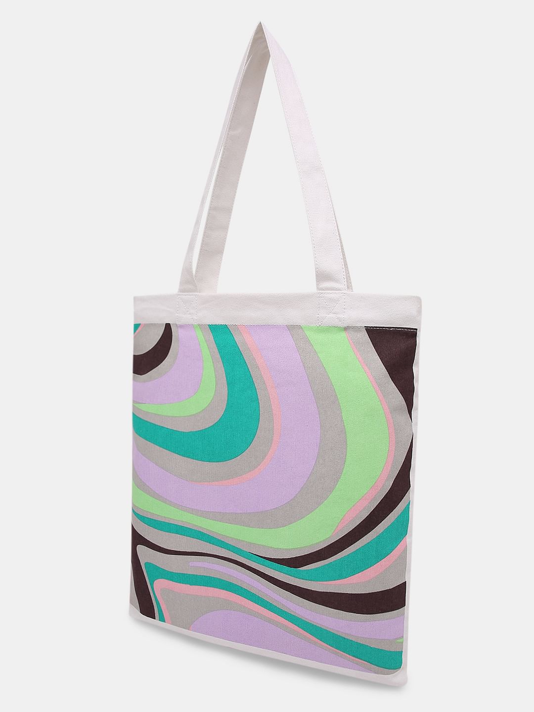 White Printed Tote Bag
