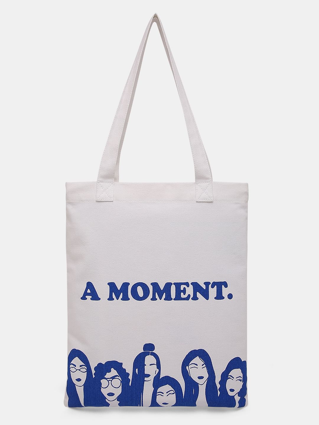 White Graphic Print Tote Bag