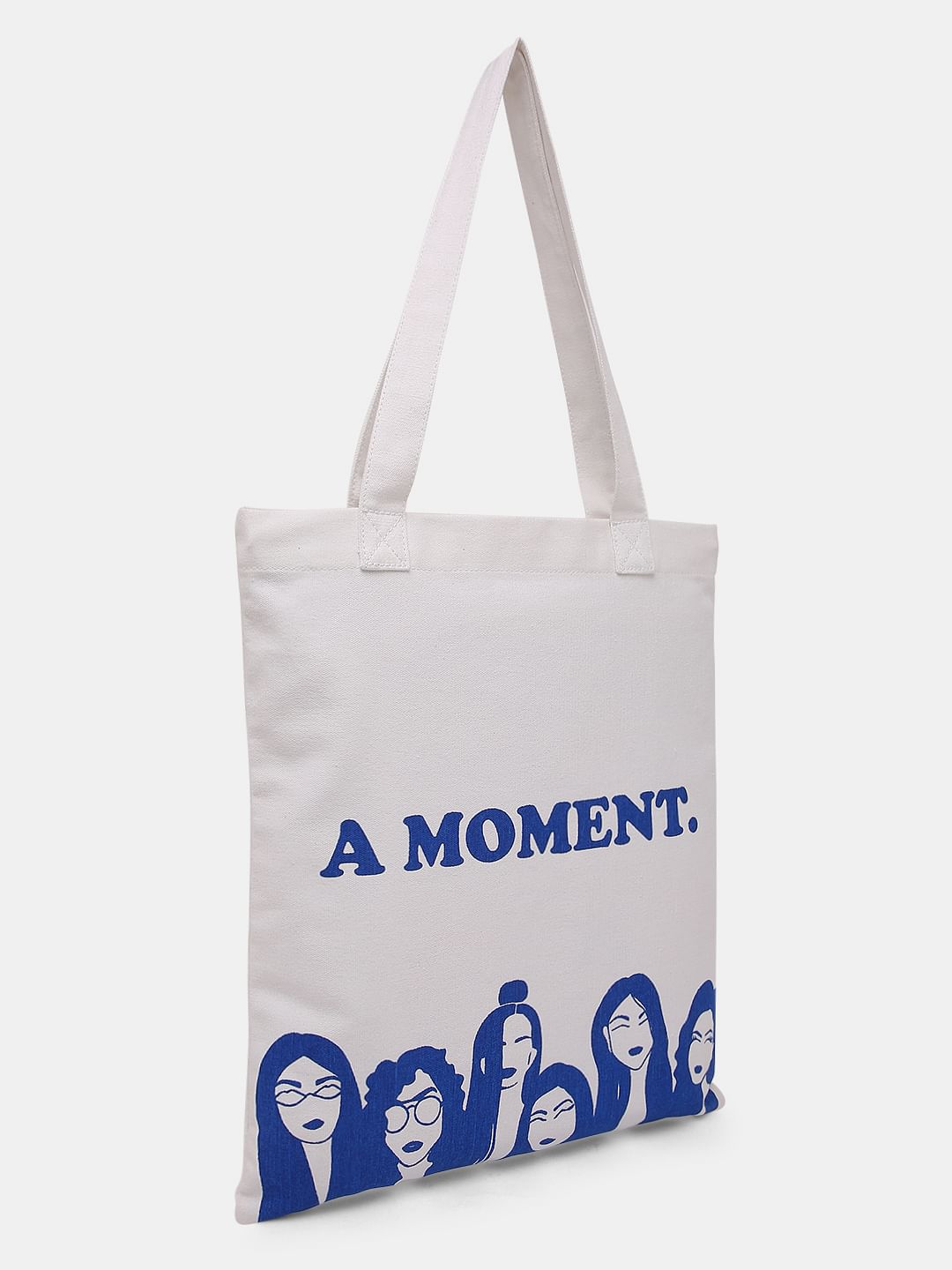 White Graphic Print Tote Bag
