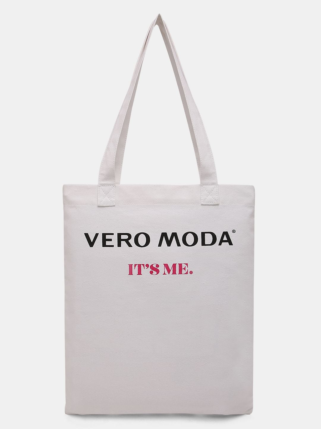 White Graphic Print Tote Bag