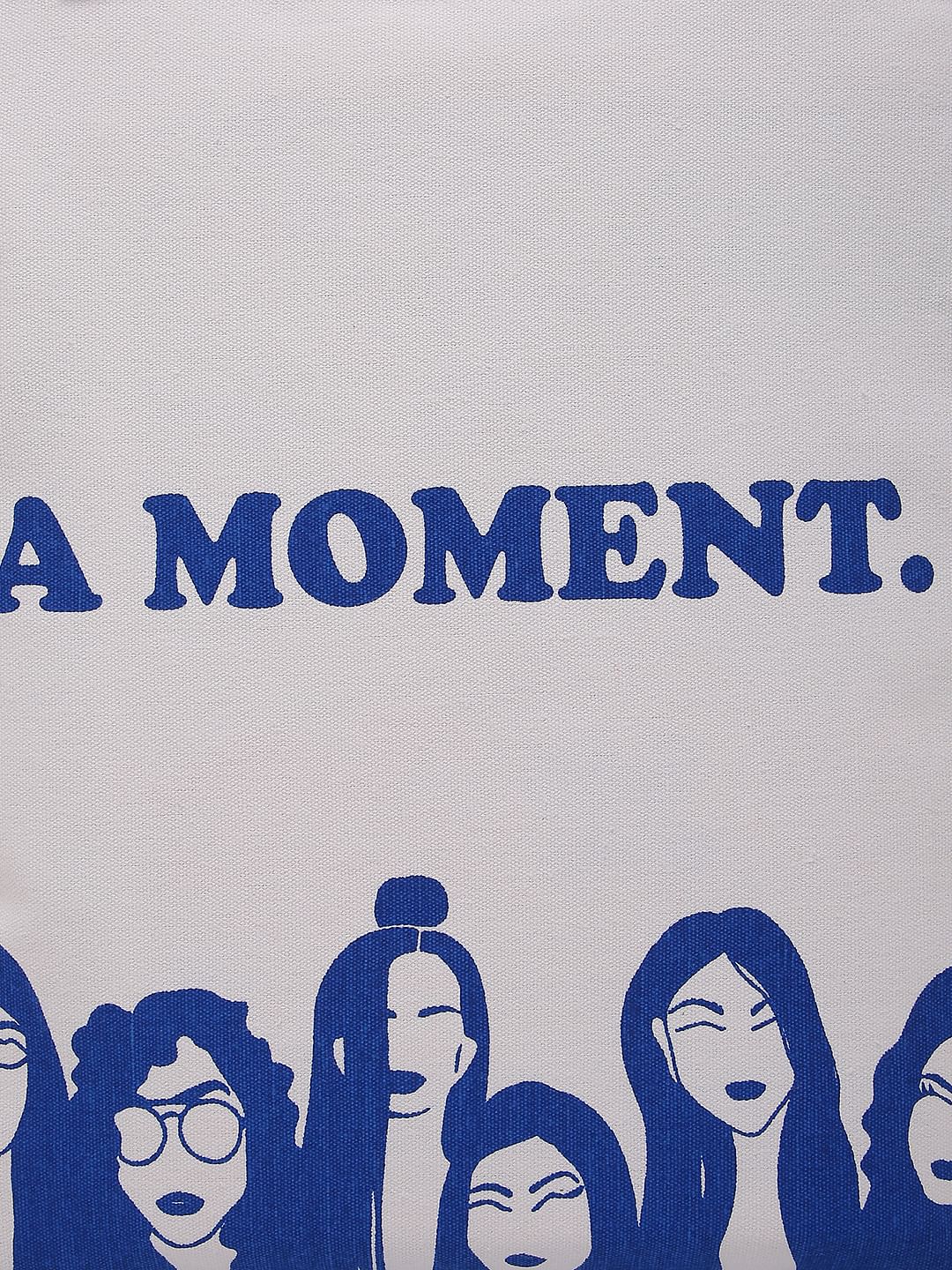 White Graphic Print Tote Bag