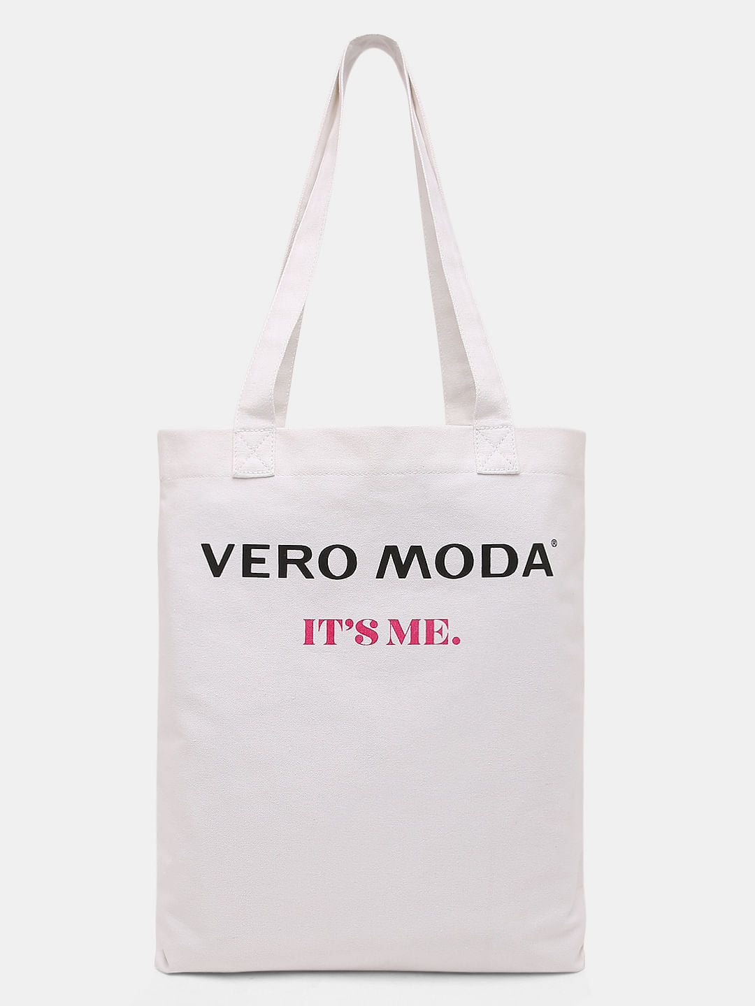 White Graphic Print Tote Bag