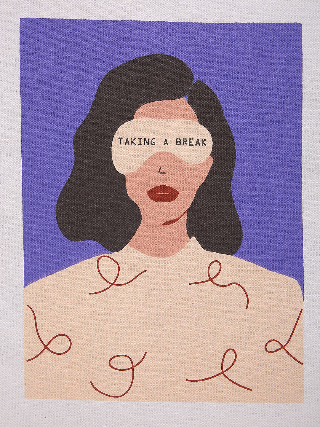 White Graphic Print Tote Bag