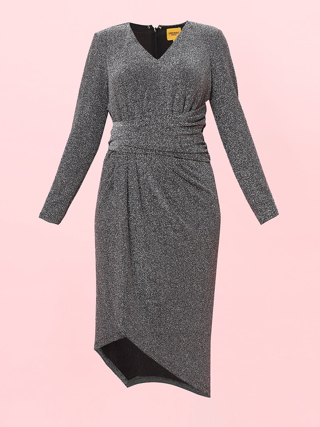 Marquee Black Shimmer Draped Dress