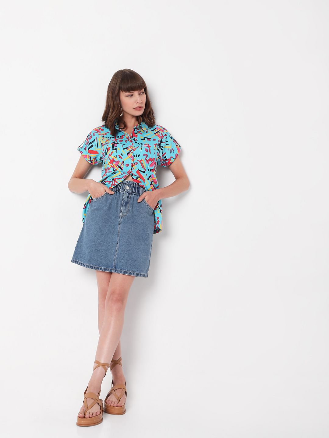 Blue Abstract Print Shirt