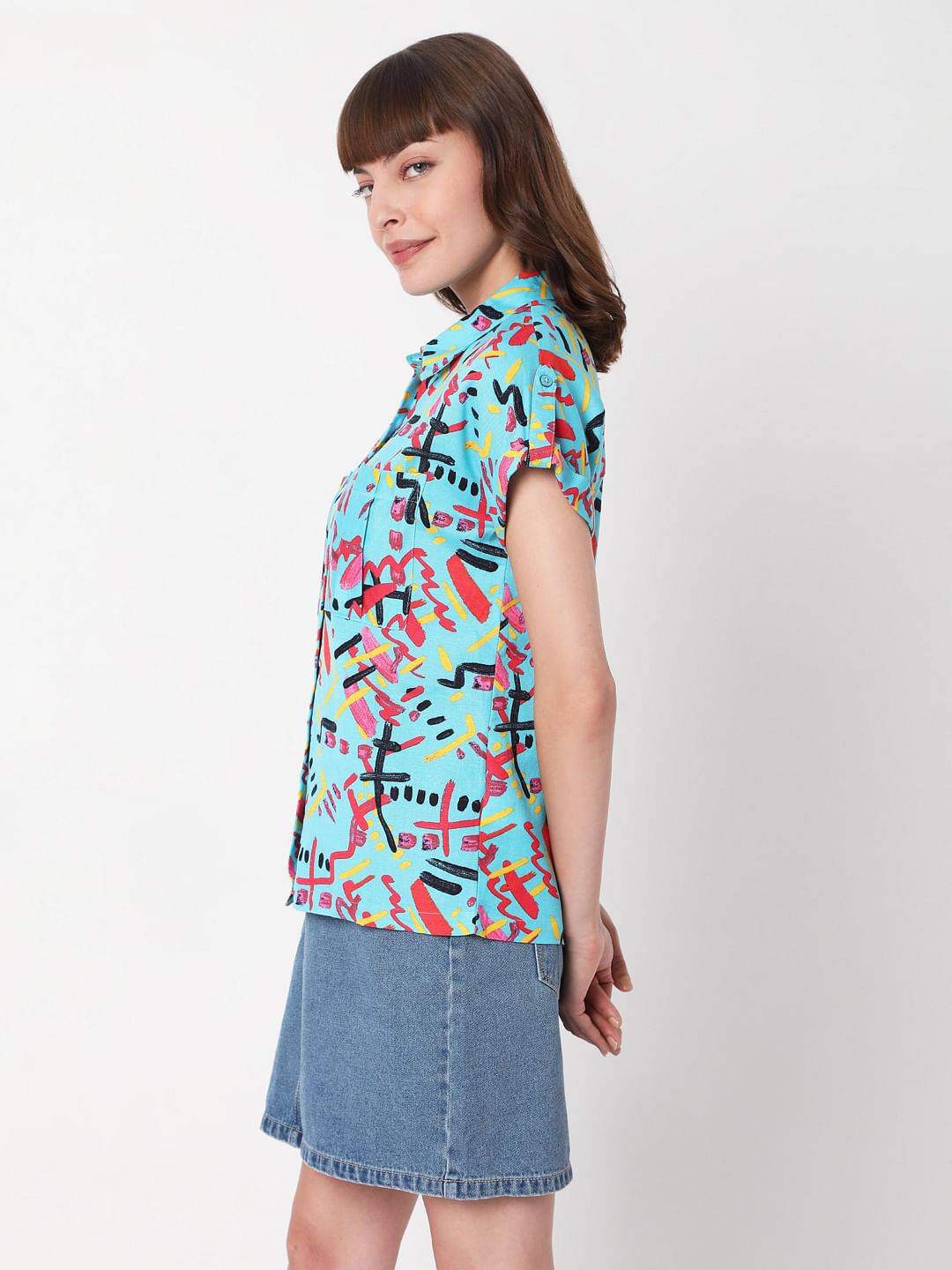 Blue Abstract Print Shirt