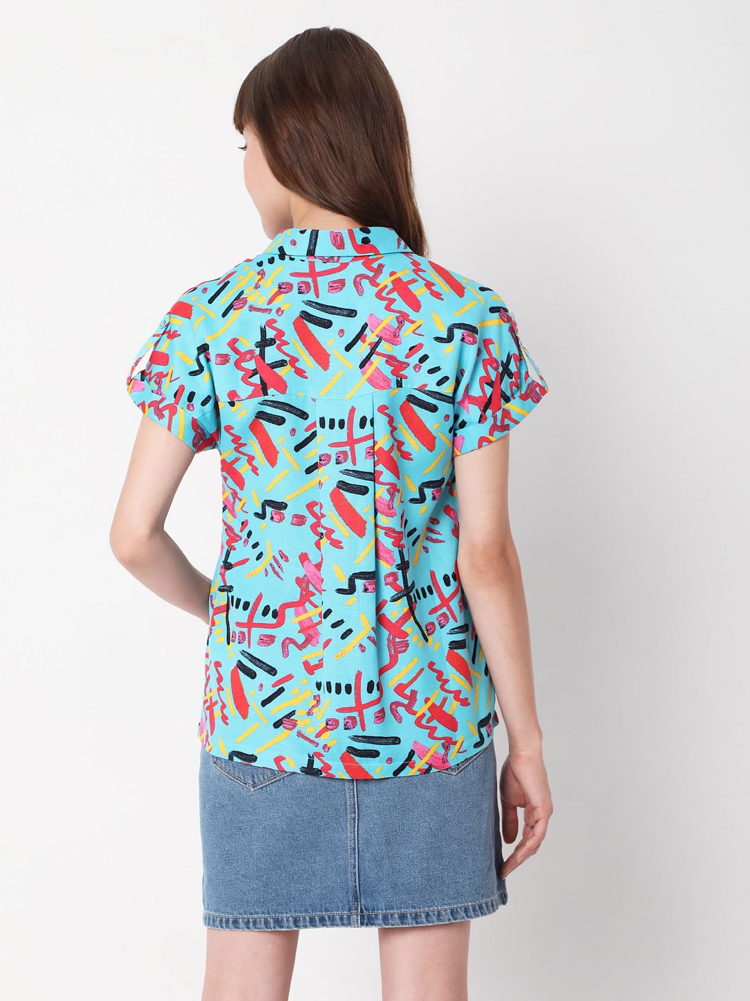 Blue Abstract Print Shirt