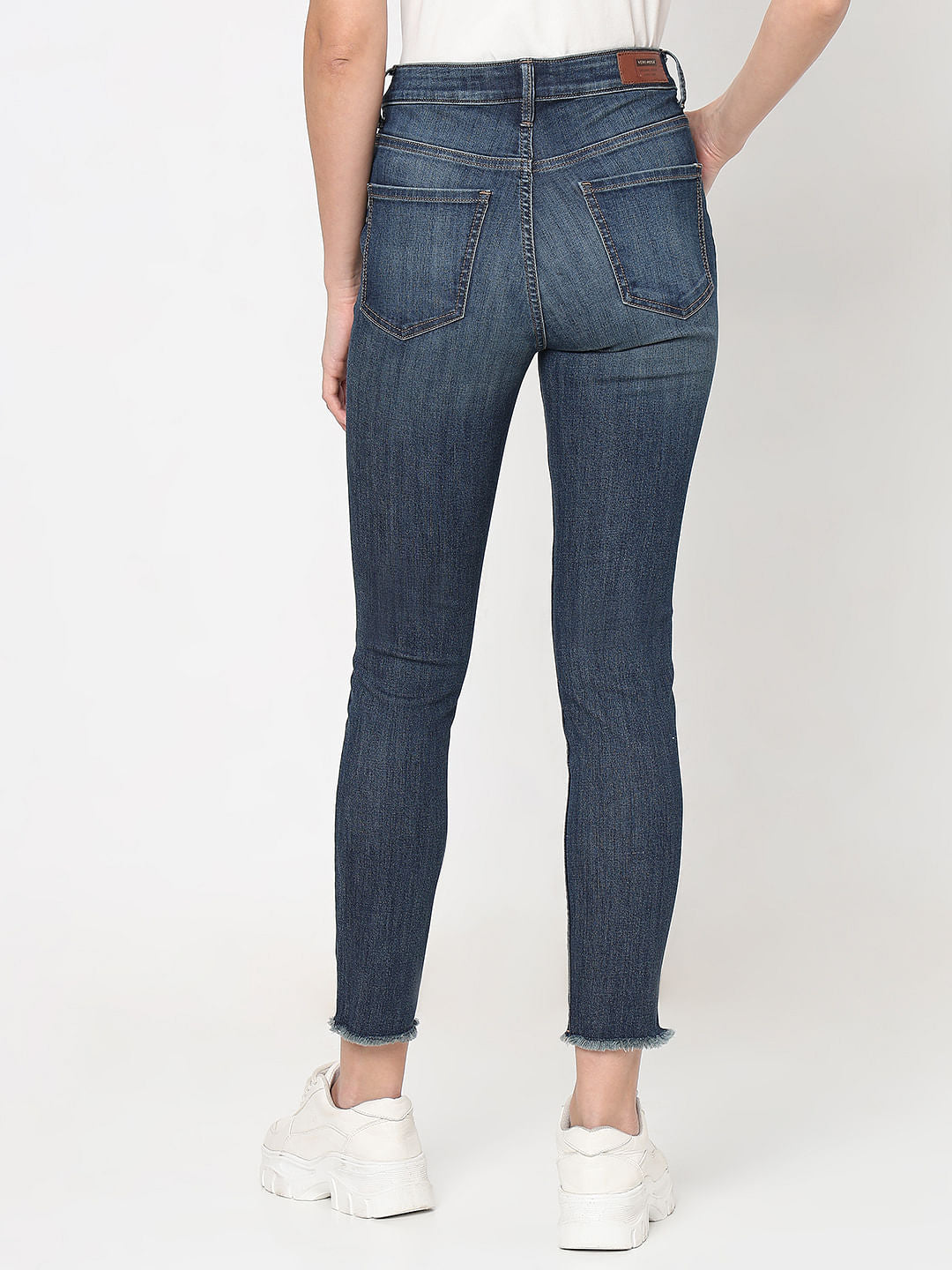 Blue Mid Rise Distressed Wendy Skinny Jeans