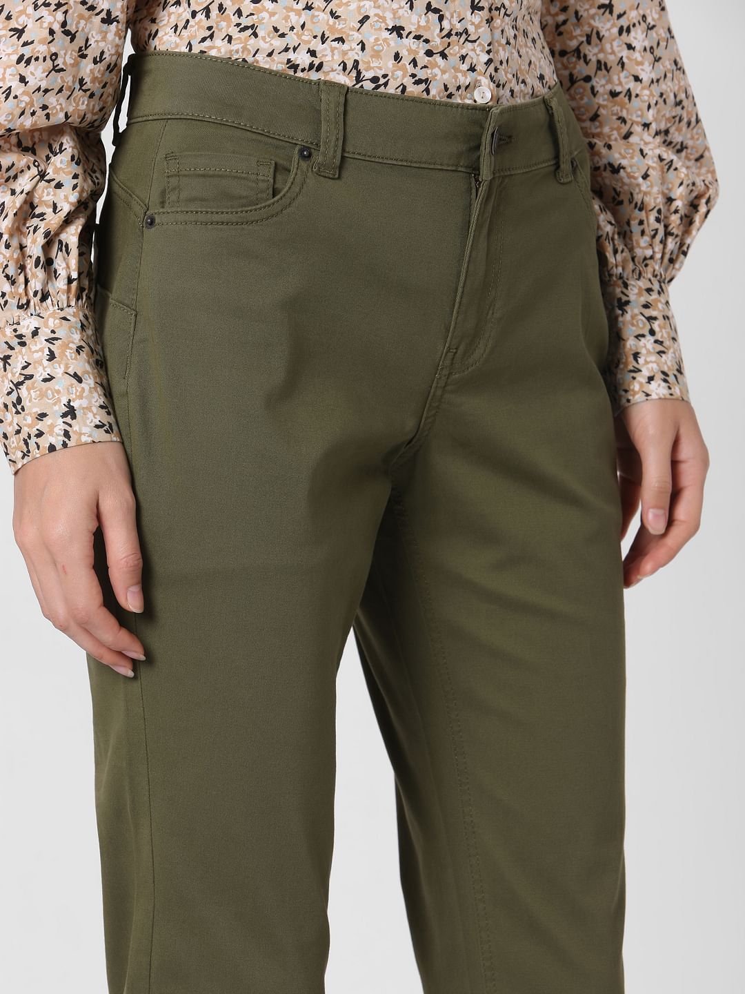 Green Mid Rise Chino Pants