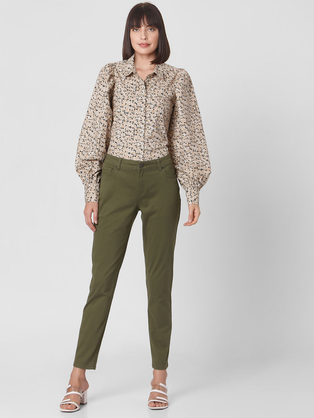 Green Mid Rise Chino Pants